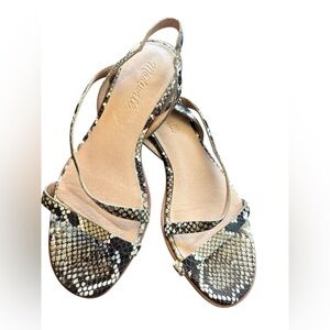 Madewell The Heidi Slingback Sandals with Snake Print straps Women's Size 6.5